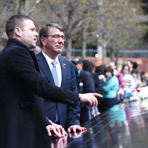 Ash Carter at the 9/11 Memorial