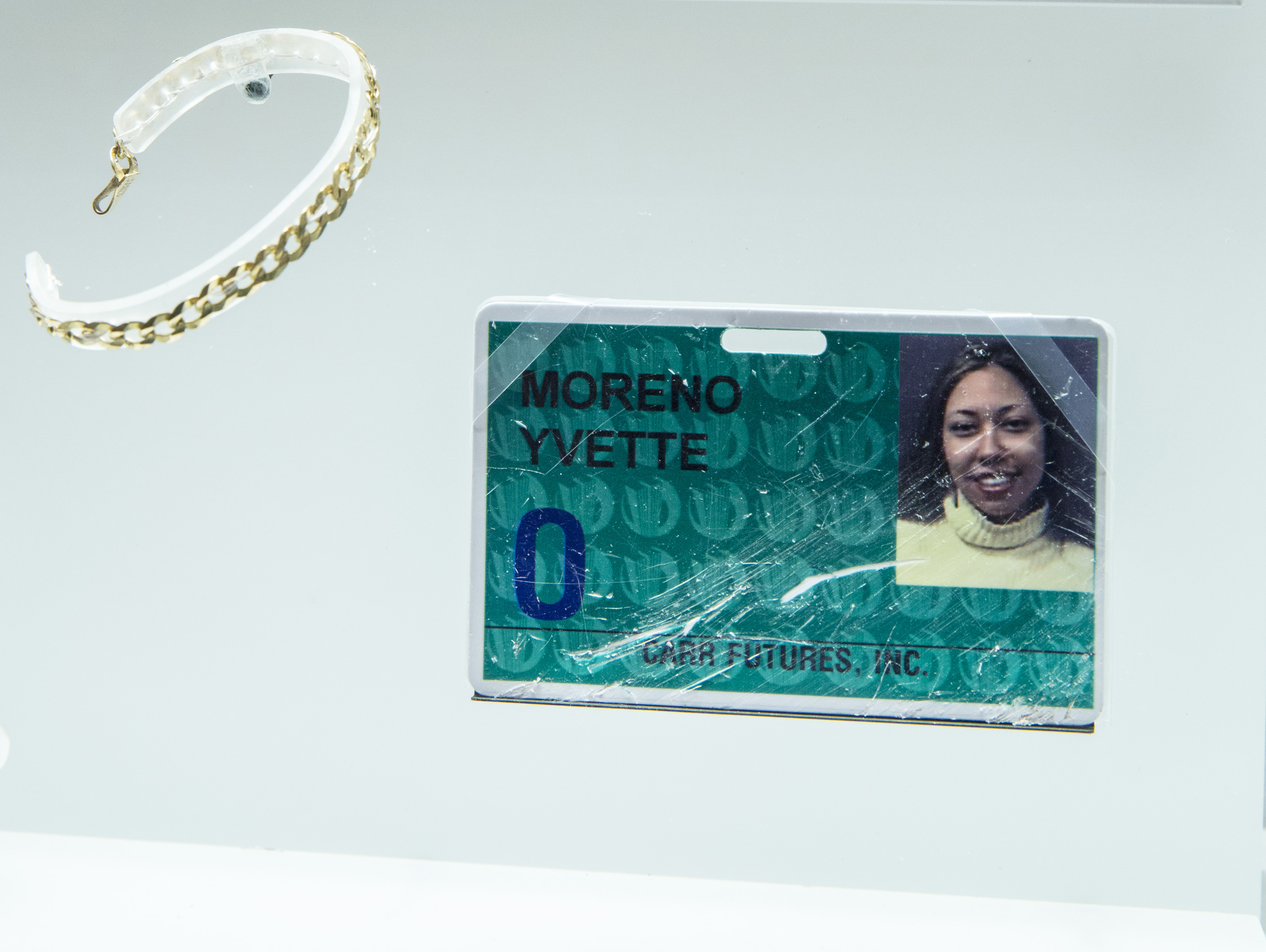 Bracelet and identification card belonging to Yvette Nicole Moreno