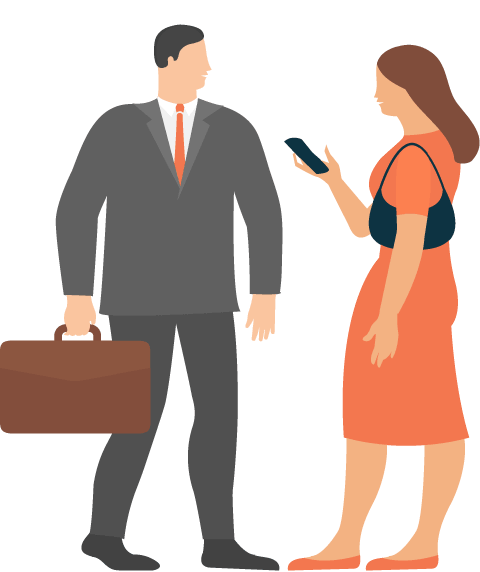 businessman and cell phone user stopped